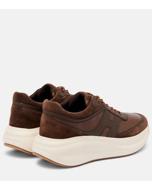 Hogan Brown H696 Leather Platform Sneakers