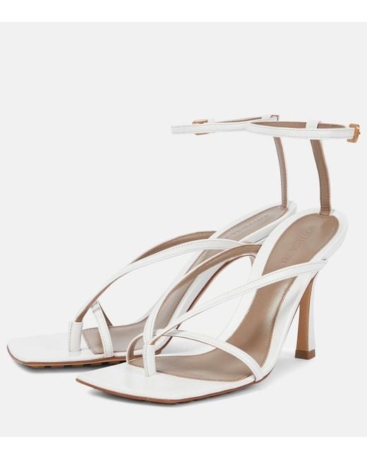 Bottega Veneta White Leather Stretch Sandals 90