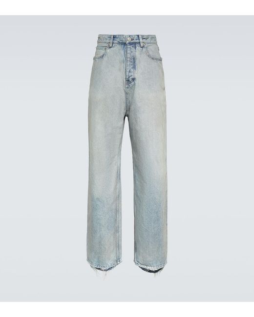 Balenciaga Distressed Wide-Leg Jeans in Blue für Herren