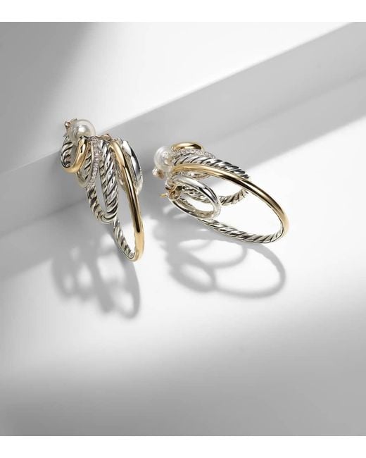 David Yurman Metallic Ohrringe Dy Mercer Aus 18Kt Gelbgold Und Sterlingsilber Mit Diamanten