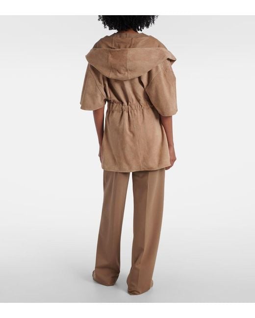 Max Mara Natural Chiffon Suede Wrap Jacket