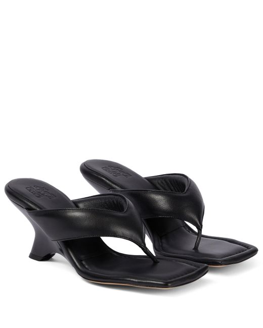 Gia Borghini Black Gia 6 Padded Leather Wedge Sandals