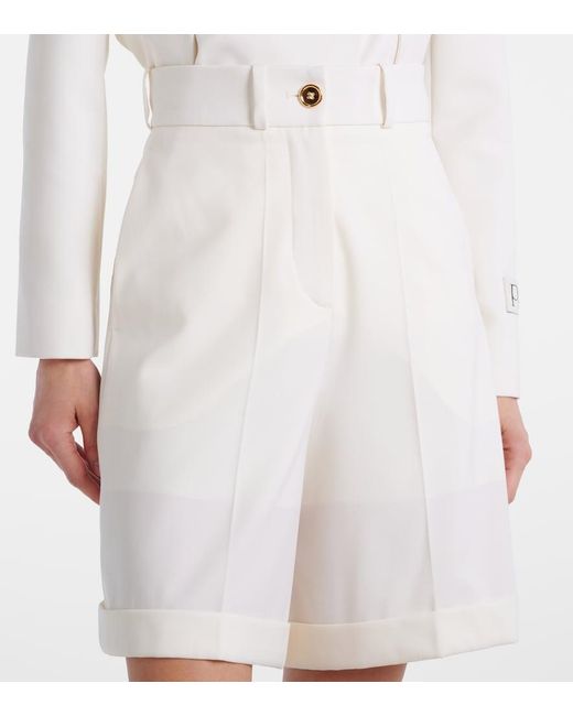 Patou White High-Rise Cotton Gabardine Bermuda Shorts