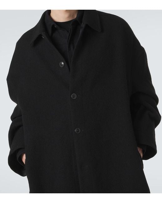 Rick Owens Black Brad Virgin Wool Coat for men