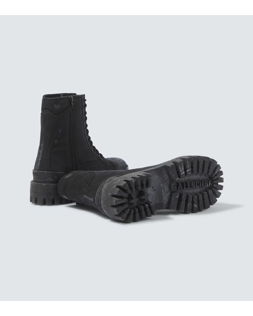 Balenciaga Black Combat Strike Canvas Lace-Up Boots for men