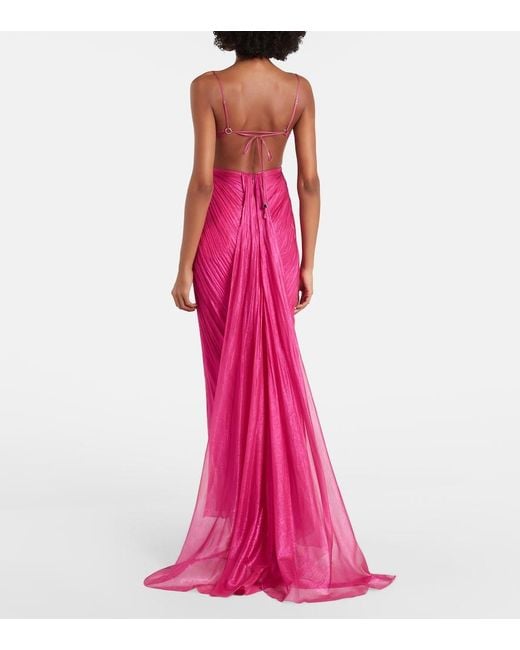 Maria Lucia Hohan Red Lupita Draped Silk Gown
