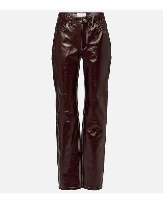 MARINE SERRE Brown Ombre High-rise Leather Straight Pants