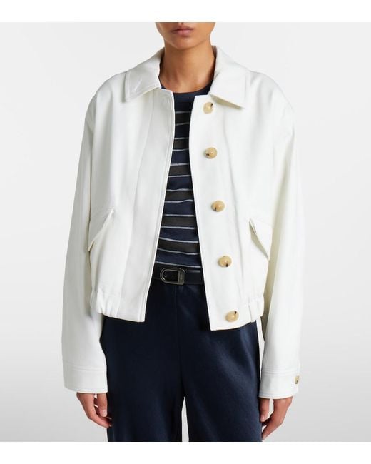 Vince White Cotton Twill Blouson Jacket