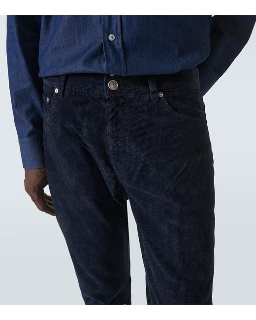 Etro Blue Printed Straight Jeans for men