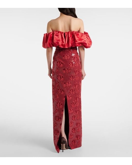 Abito Lungo Off-Shoulder Rowan di Markarian in Red