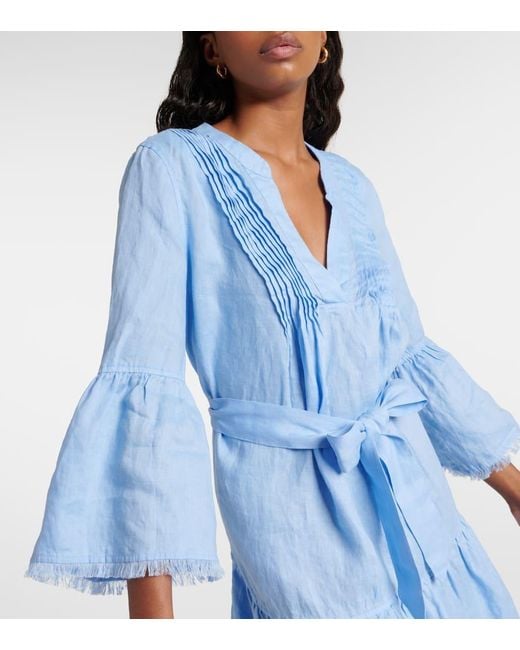 Vestido Corto Hydra De Lino Escalonado Heidi Klein de color Blue