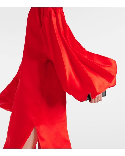 Khaite Red Zelma Puff-sleeve Silk Gown