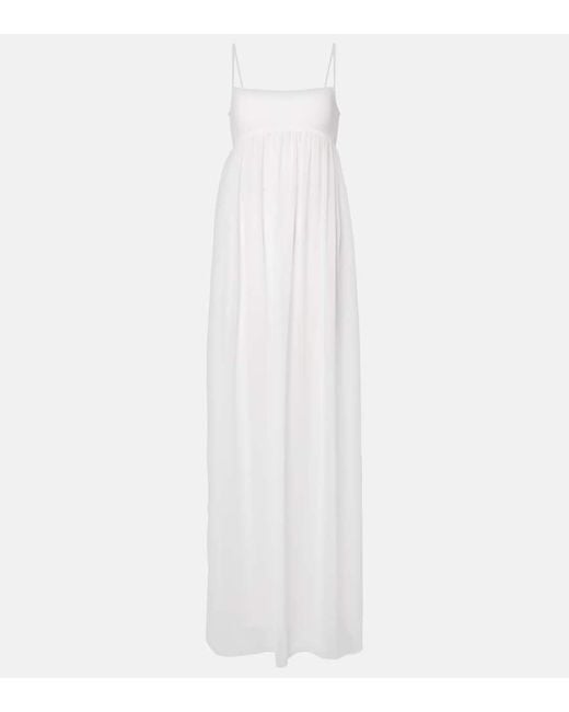 Jacquemus White Maxikleid Peplo Aus Jersey Und Musselin