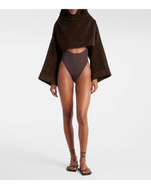 Alaïa Brown Cut-Out Swimsuit