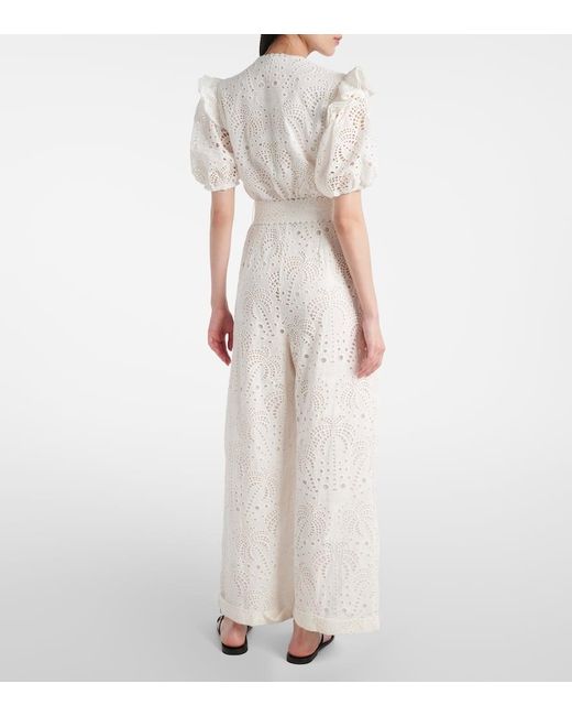 Combi-Pantalon En Coton A Broderies Anglaises Farm Rio en coloris White