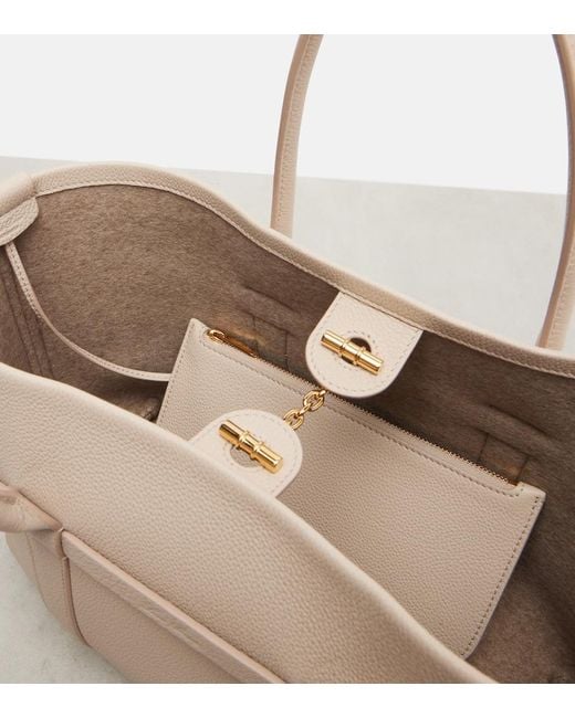 Loro Piana Natural Ghiera Small Leather Tote Bag
