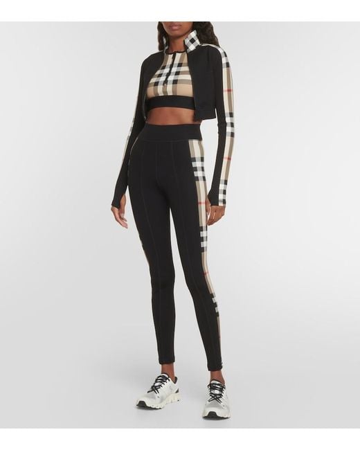 Burberry Black Cropped Checked Stretch-jersey Jacket
