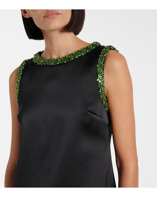 Self-Portrait Black Embellished Satin Minidress