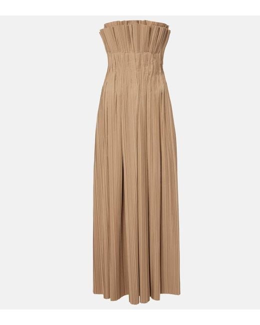 The Row Natural Cristel Pleated Poplin Bustier Gown