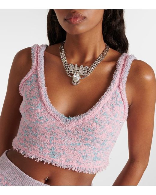 Top cropped in tweed di Rabanne in Pink