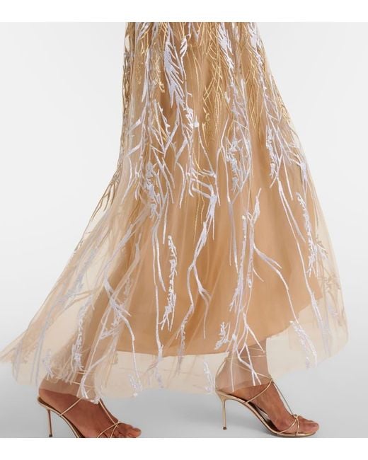 Elie Saab Natural Arboreal Midi Gown