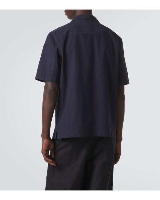 Sunspel Blue Striped Cotton Shirt for men