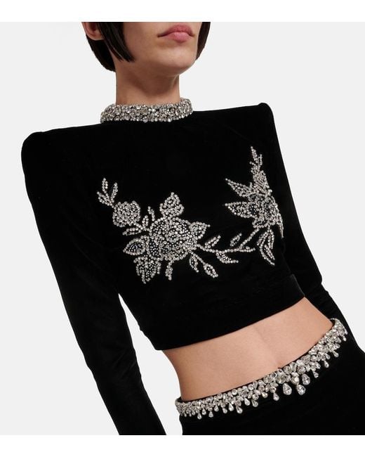 Miss Sohee Black Embroidered Crop Top And Maxi Skirt