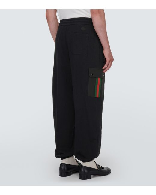 GUCCI Tapered Webbing-Trimmed Jersey Sweatpants for Men