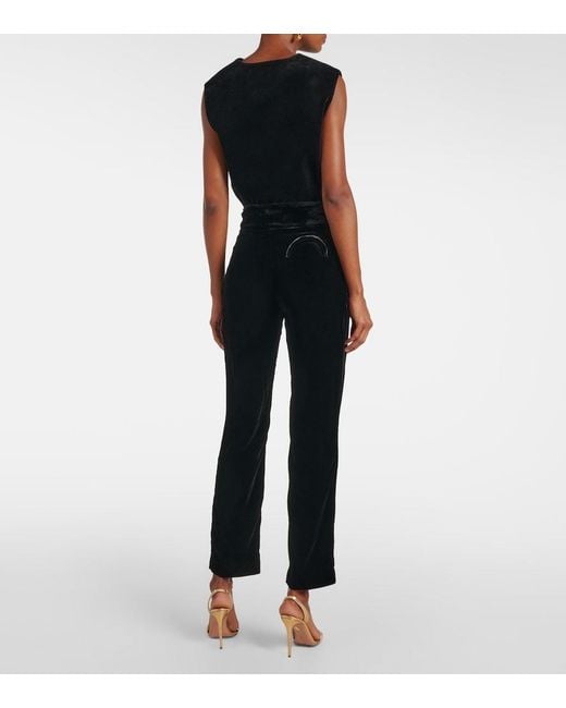 Blazé Milano Black Afterglow High-Rise Velvet Slim Pants