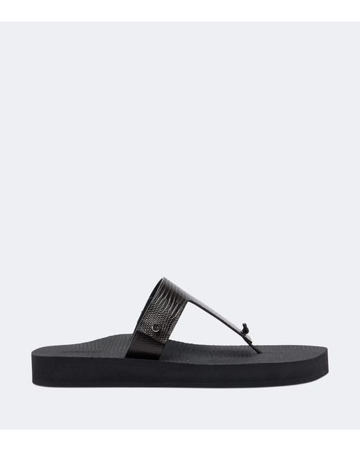 Christen Black Edge Leather Thong Sandals