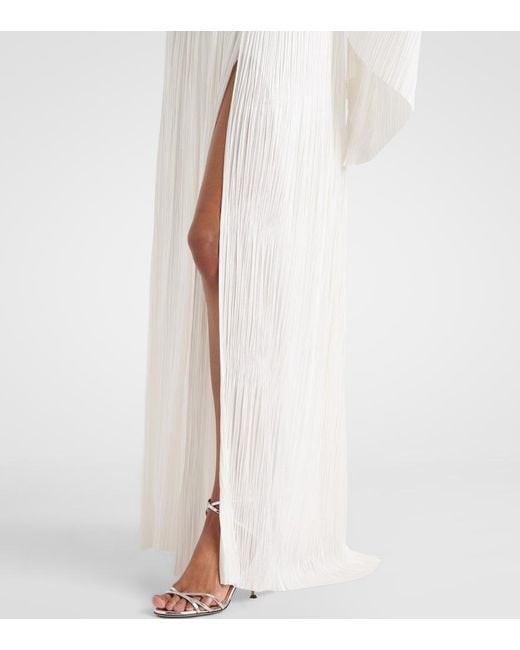 Maria Lucia Hohan White Alana B Plisse Silk Maxi Dress