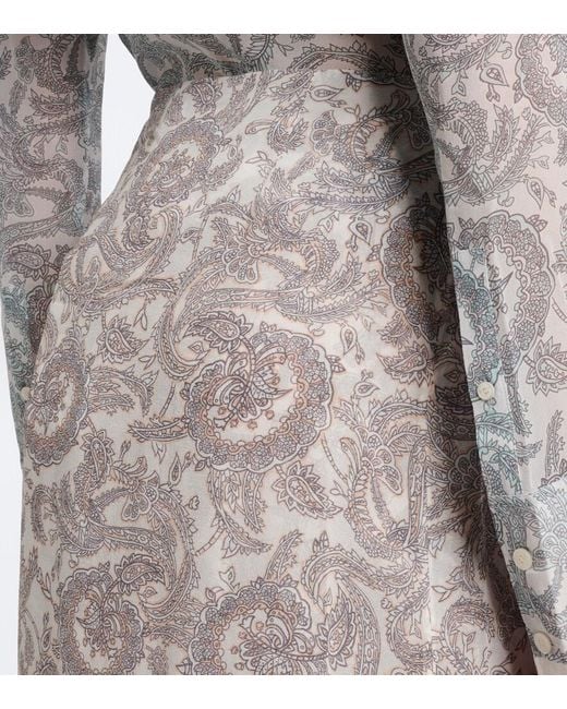 Acne White Paisley Lace-Trimmed Silk Crepe Midi Skirt