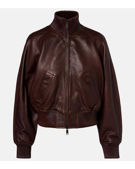 Polo Ralph Lauren Brown Cropped Leather Blouson Jacket