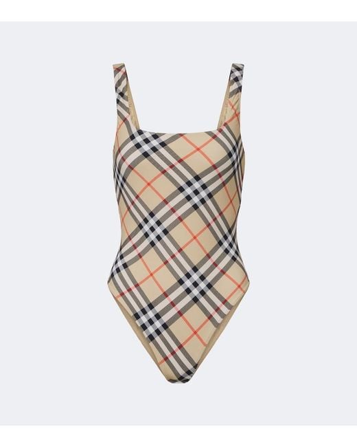 Burberry White Check Swimsuit