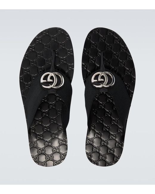 Gucci Brown Riviera Double G Thong Sandals for men