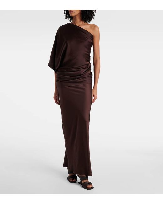 Rick Owens Brown Hollywood Charmeuse Asymmetric Top