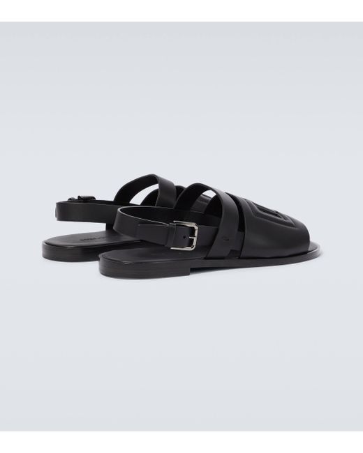 Dolce & Gabbana Black Dg Leather Sandals for men
