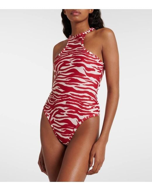 The Attico Red Zebra-print Swimsuit