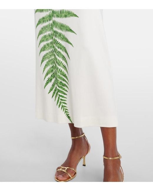 Oscar de la Renta Green Fern Printed Jersey Dress