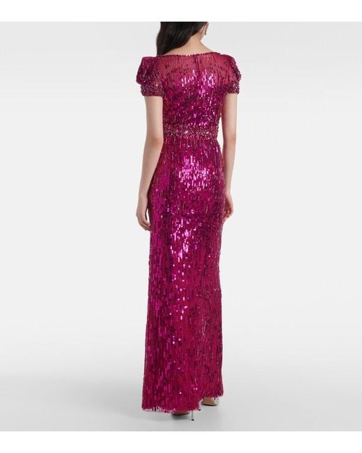 Jenny Packham Purple Sungem Embellished Gown