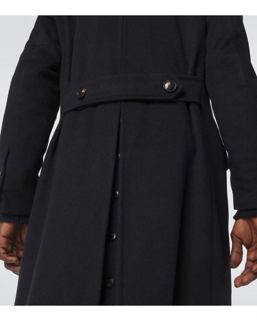 Umit Benan Black President Double-Breasted Wool Coat for men