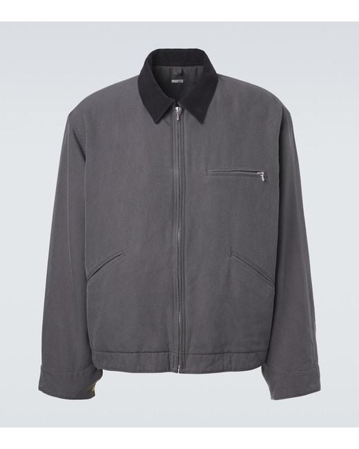 A.PRESSE Gray Vintage Cotton And Silk Twill Jacket for men
