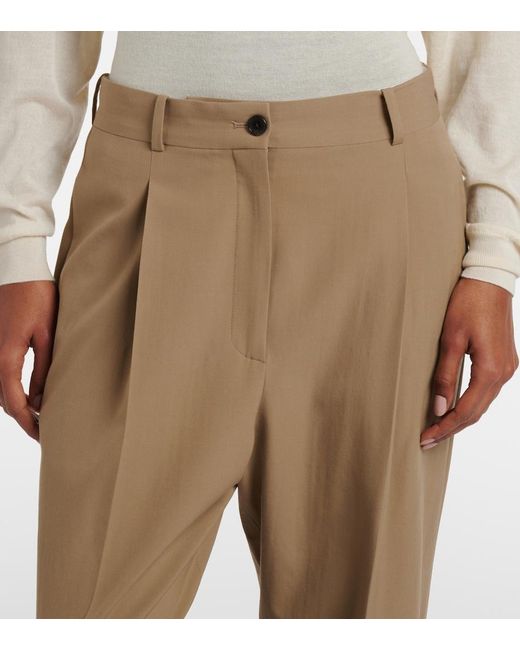 The Row Natural Gianni Wool Straight Pants