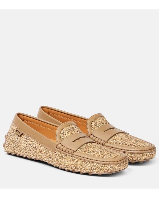 Tod's Natural Gommino Leather-Trimmed Tweed Driving Shoes