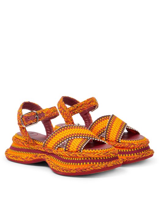Chloé Rubber Meril Woven Platform Sandals in Orange | Lyst