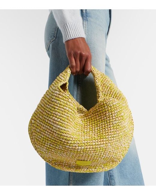 Khaite Yellow Olivia Medium Raffia Top-Handle Bag