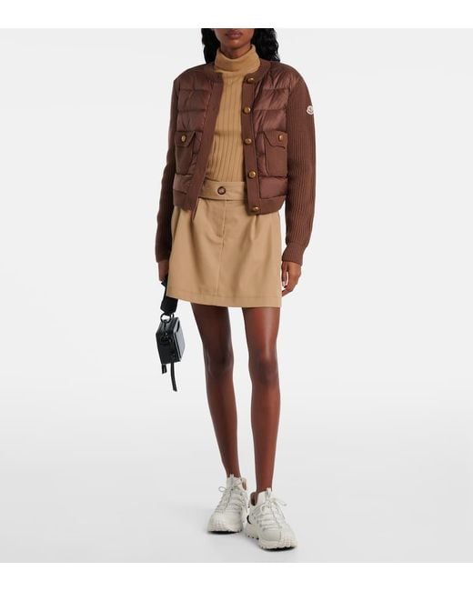Moncler Brown Wool-Trimmed Down Jacket