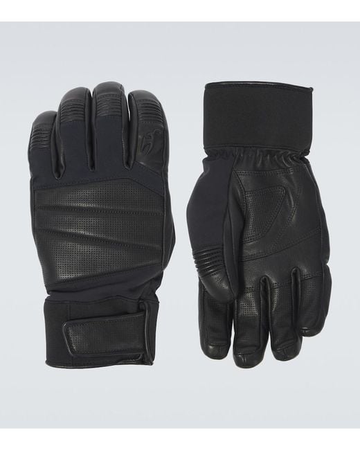 Toni Sailer Black Fred Leather Ski Gloves for men