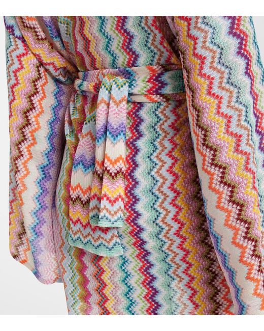 Missoni White Zig Zag Oversized Lame Wrap Cardigan