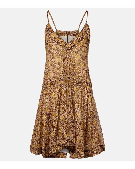 Isabel Marant Women's Brown Danielle Floral Cotton Voile Minidress Isabel Marant Women's Brown Danielle Floral Cotton Voile Minidress